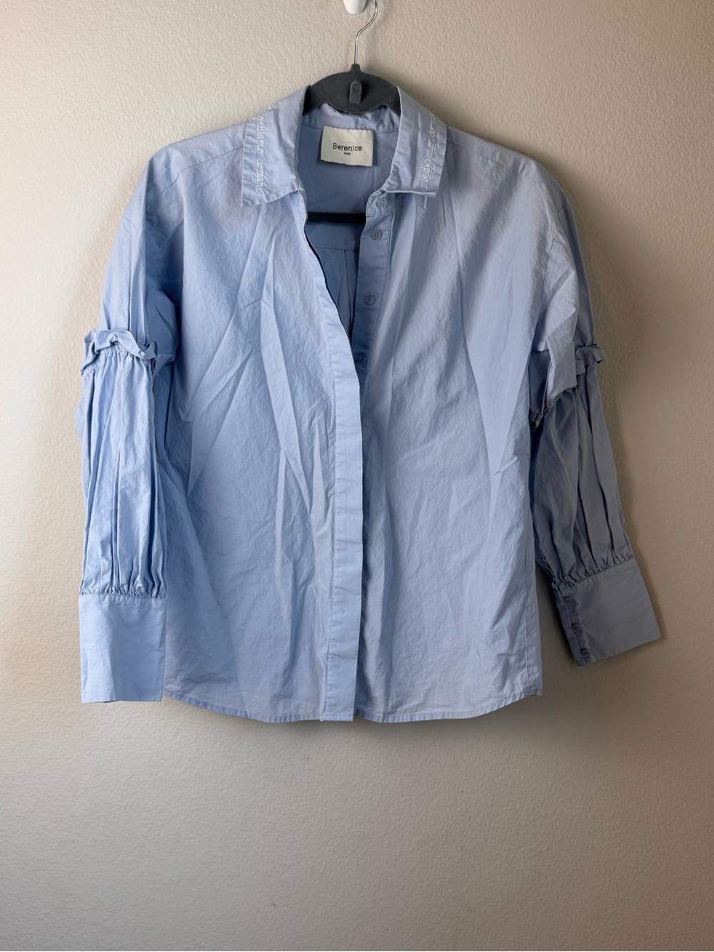 Berenice Light Blue Button-Up Shirt embroidered